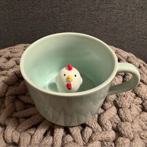 Mint Green Mug with Chicken Design Inside 6oz